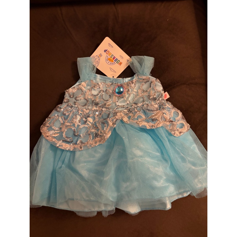 Build-A-Bear Workshop Blue Princess Dress Sequined Tulle Gown Plush Outfit NWT